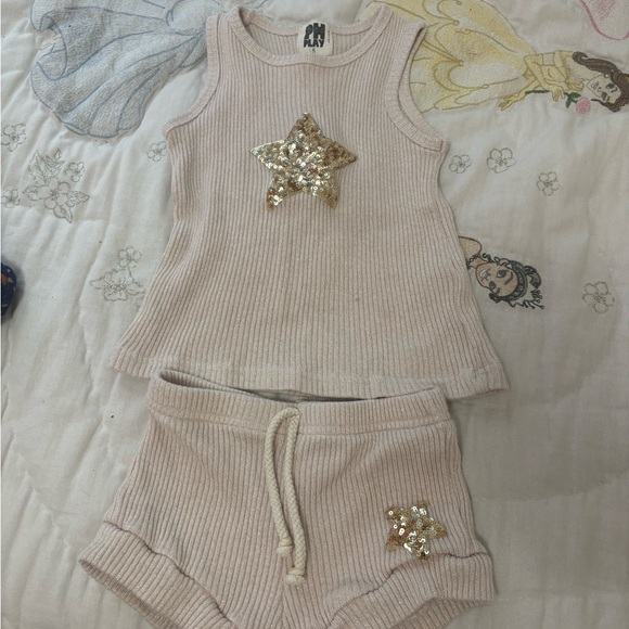Ribbed Knit Matching Set with sequin Detail - Picture 1 of 4